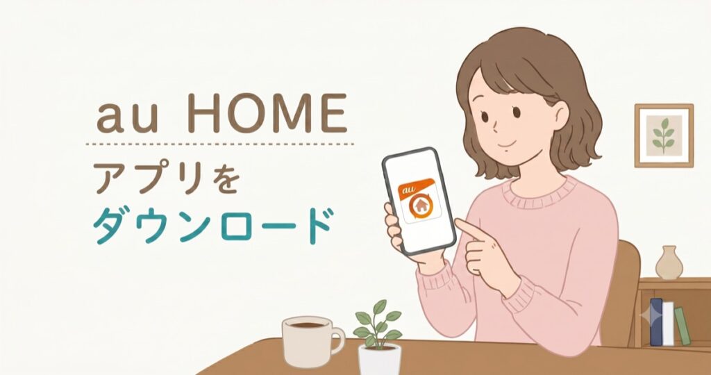 auHOMEアプリをダウンロードする様子のアイキャッチ画像